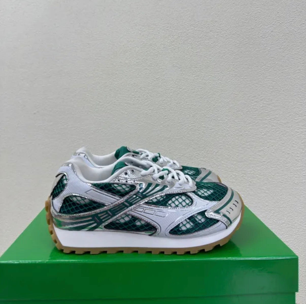 Bottega Veneta Sneakers - Dark Green and Silver