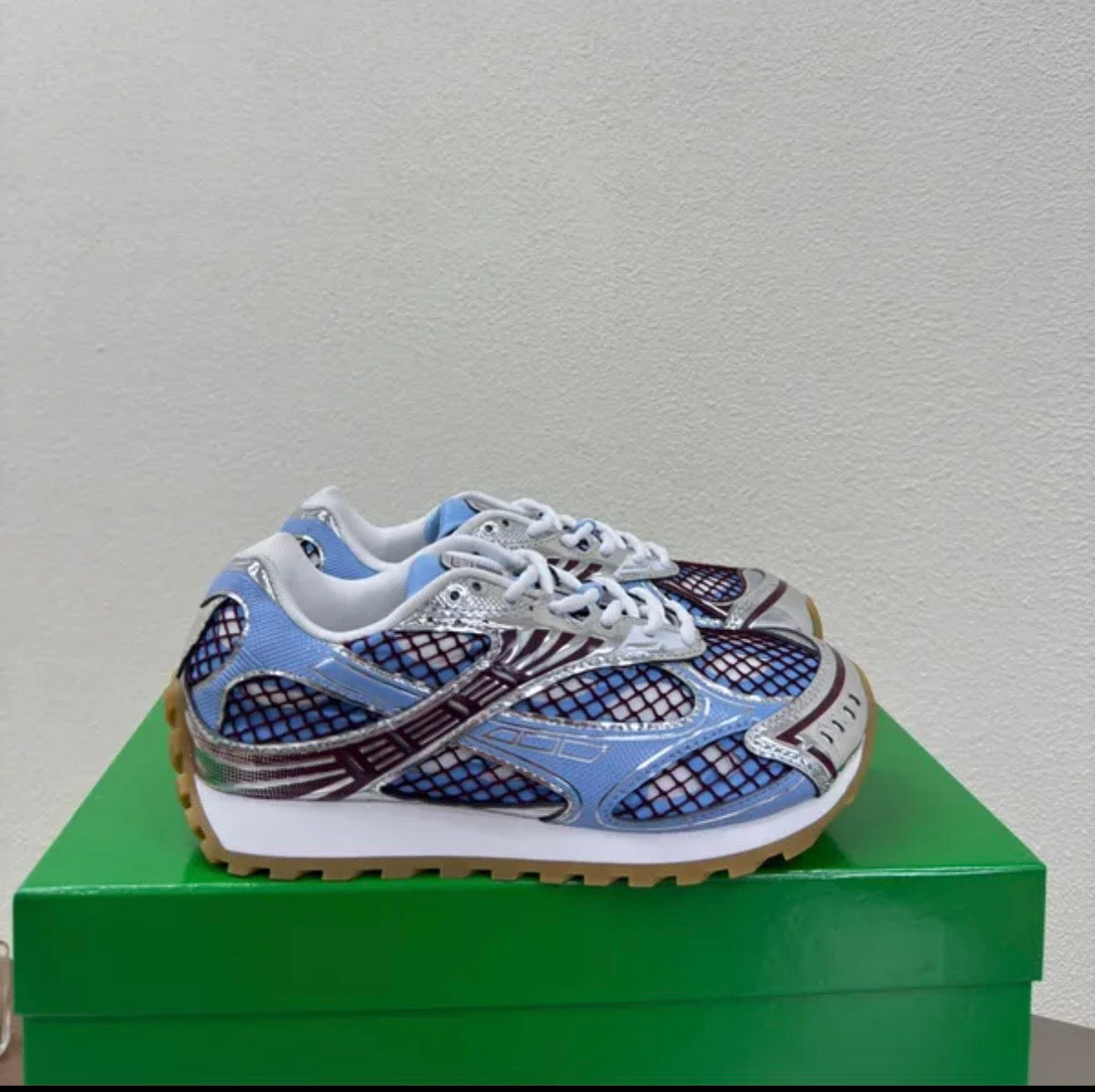 Bottega Veneta Sneakers - Light Blue and Silver