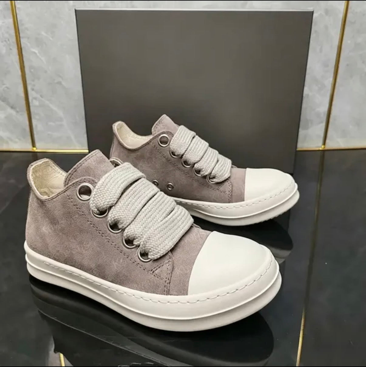 Rick Owens Black 'Jumbo Lace' Low Sneakers - Macassar